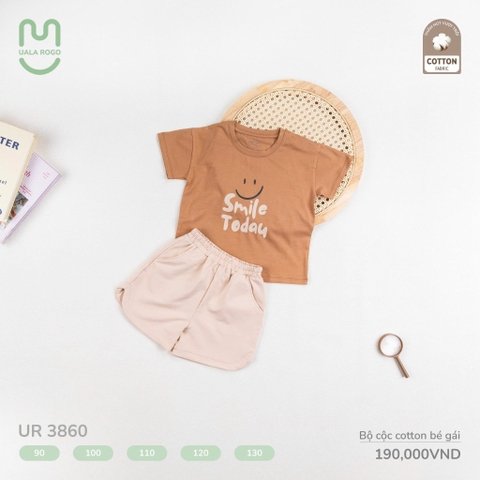Bộ cộc cotton bé gái Uala in họa tiết UR3860