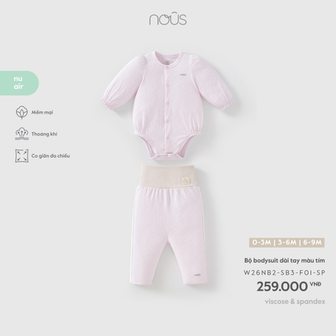 Bộ bodysuit dài tay màu tím