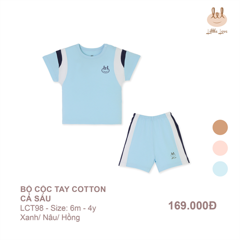 Bộ cộc tay cotton cá sấu xanh - LCT98