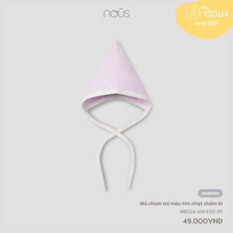 Mũ trùm tai màu tím nhạt chấm bi