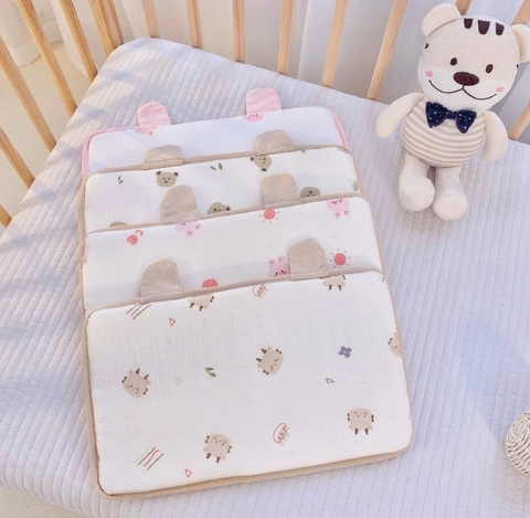 Gối cao su non tai gấu muslin