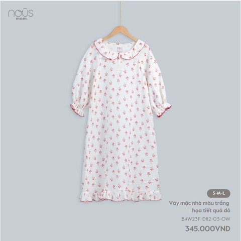 Váy Mặc Nhà Màu Trắng Họa Tiết NU2149