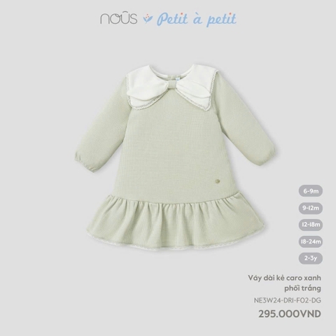 Váy Dài Kẻ Caro Xanh Phối Trắng NU2246