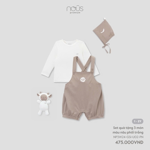 Set Quà Tặng 3 Món Màu Nâu Phối Trắng NU2191