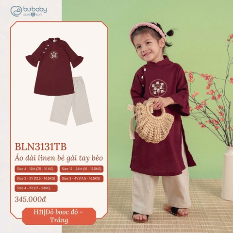 Áo Dài Linen Bé Gái Tay Bèo Bubaby BLN3131TB