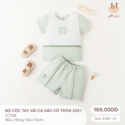 Bộ cộc tay vải cá sấu cổ tròn LCT08