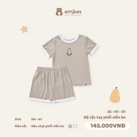 Bộ cộc tay phối viền be 25-K1-01