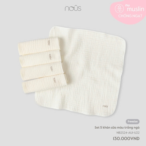 Set 5 Khăn Sữa Màu Trắng Ngà NU2673