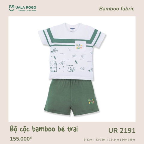 Bộ cộc bamboo bé trai Uala họa tiết UR2191