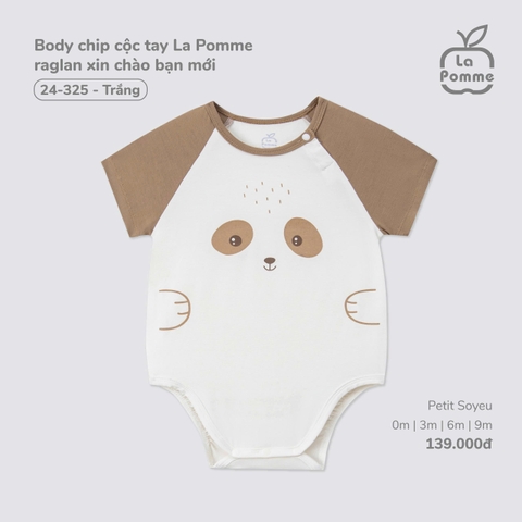 Body chip cộc tay La Pomme raglan xin chào bạn mới