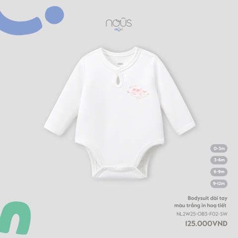 Bodysuit Dài Tay Màu Trắng In Hoạ Tiết NU2795