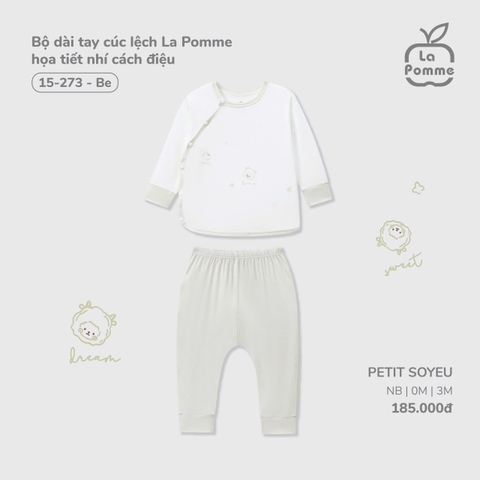 Bộ dài tay cúc lệch La Pomme họa tiết nhí cách điệu 15273