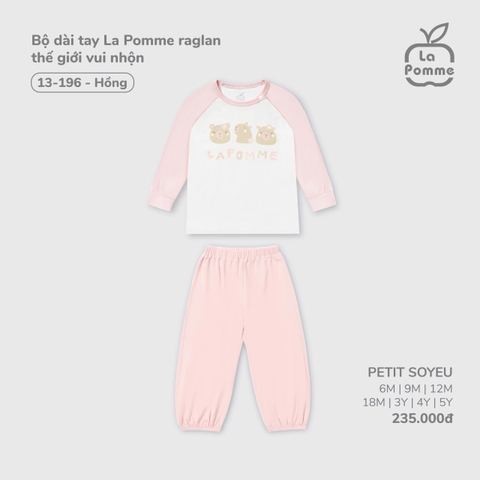 Bộ dài tay La Pomme raglan thế giới vui nhộn