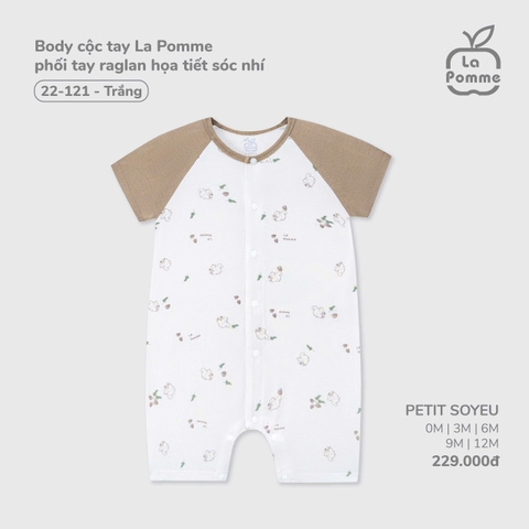 Body cộc tay La Pomme phối tay raglan họa tiết sóc nhí 22121 Bíp Bíp House