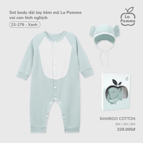 Set body dài tay kèm mũ La Pomme voi con tinh nghịch 23276 Bíp Bíp House
