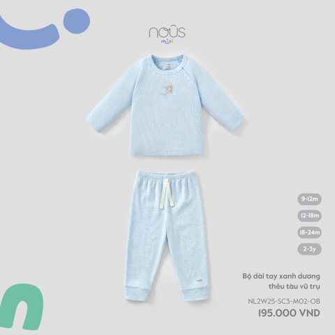 Bộ dài tay xanh dương thêu tàu vũ trụ