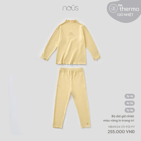Bộ dài giữ nhiệt màu vàng in trang trí