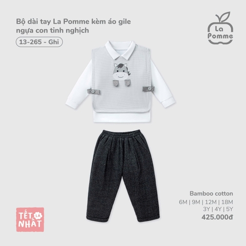 Bộ dài tay La Pomme kèm áo gile ngựa con tinh nghịch