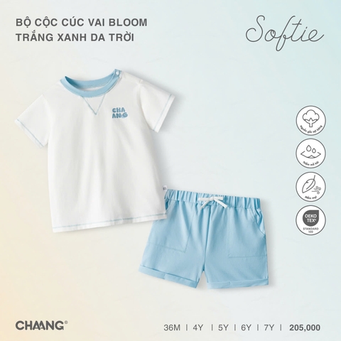 Bộ cộc cúc vai Bloom trắng xanh da trời