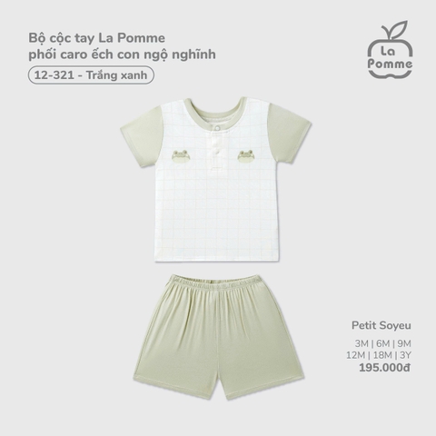 Bộ cộc tay La Pomme phối caro ếch con ngộ nghĩnh