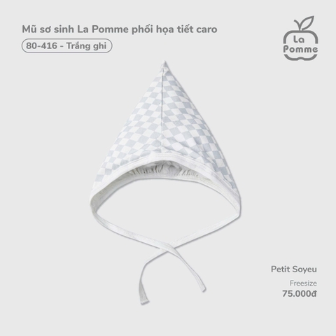 Mũ sơ sinh La Pomme phối họa tiết caro