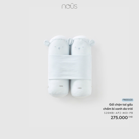 Gối chặn tai gấu chấm bi xanh da trời