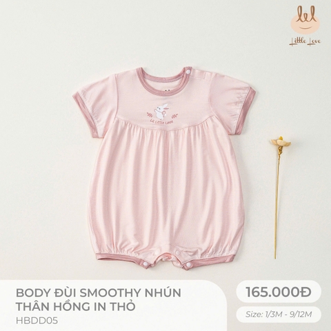 Body đùi smoothy nhún thân hồng in thỏ HBDD05