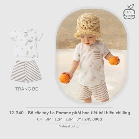 Bộ cộc tay La Pomme phối họa tiết bãi biển chilling