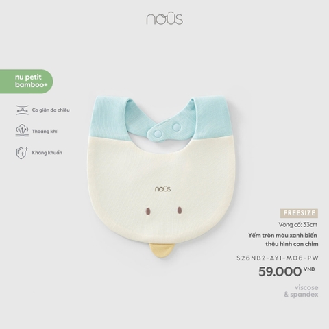 Yếm tròn màu xanh biển thêu hình con chim