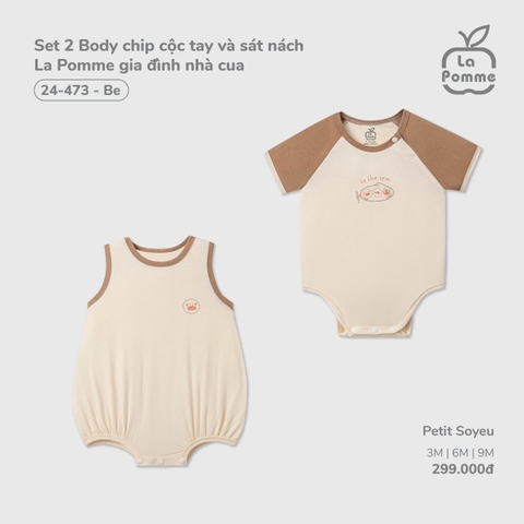 Set 2 Body chip cộc tay và sát nách La Pomme gia đình nhà cua