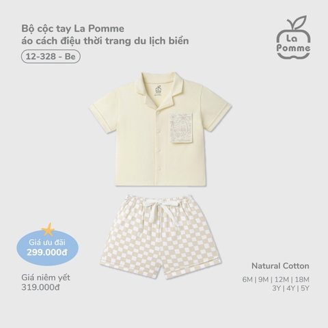 Bộ cộc tay La Pomme áo cách điệu thời trang du lịch biển