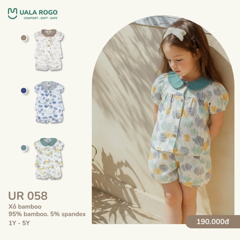 Bộ cộc bé gái họa tiết cổ bèo Uala UR 058