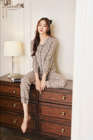 Bộ Karoll pizama thô hoa NH23.703