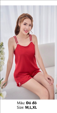 Bộ lụa  sun fly áo 2 dây quần đùi- ST9026
