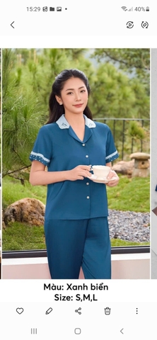 Bộ Sun fly lụa satin trơn- QD tay cộc-ST9252