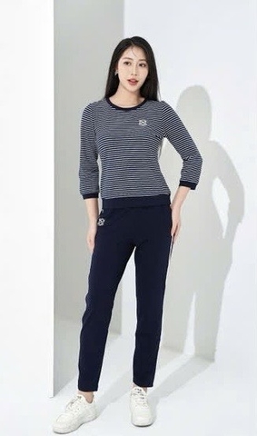 Bộ thể thao kẻ cotton tay lỡ q.dài SS5769