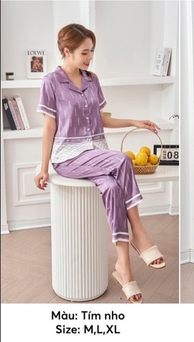 Bộ pijama lụa áo cộc quần dài st9122