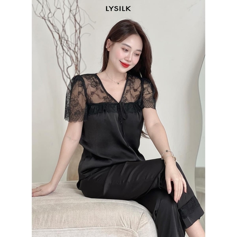 Bộ Lytrendy ,Lụa ren, tay cộc -Qdài  BN331