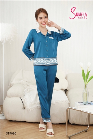 Bộ sun fly lụa QD,áo tay lỡ  ST9080
