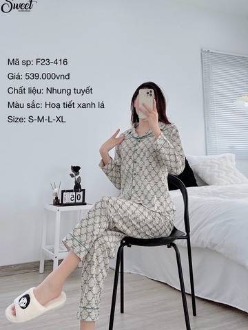 Bộ Sweet thu- Nhung tuyết hoạ tiết  F23-416