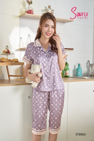 Bộ sunfly lụa aos cộc quần ngố ST8963