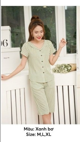Bộ sun fly thô kẻ ,QL áo tay cộc -ST9151