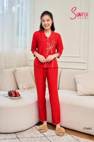 Bộ pijamas linen áo tay lỡ quần dài ST8883