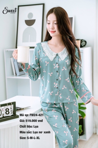 Bộ Sweet Lụa vân gỗ nơ   F24-421