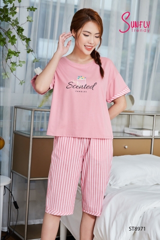 Bộ Sunfly  cotton quần ngố áo cộc kate ST8971
