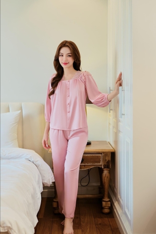 Bộ Lytrendy ,Lụa ren -Qdài áo tay dài  BN395