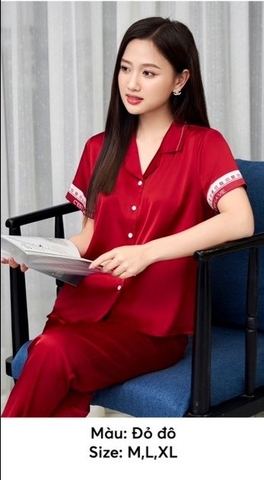 Bộ pijama lụa áo cộc quần dài st9140
