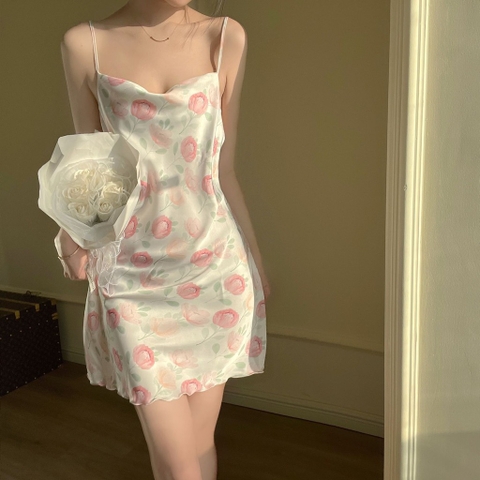 Váy ngủ lụa hoạ tiết 003