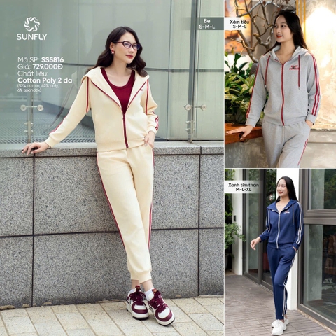 Bộ Sunfly thể thao kéo khóa có mũ - SS5816