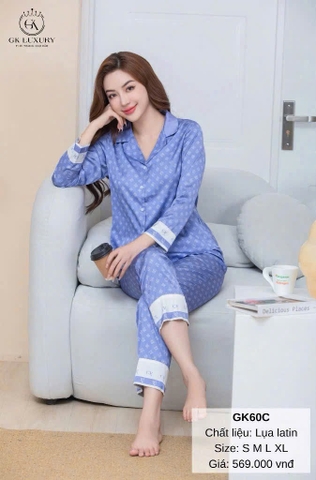 Bộ GK lụa họa tiết dài tay - GK60C